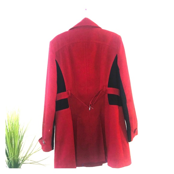 Nicole Miller Red & Black Peacoat - Picture 3 of 8